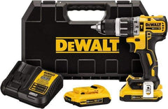 DeWALT - 20 Volt 1/2" Metal Single Sleeve w Carbide Jaws Ratcheting Chuck Chuck Cordless Hammer Drill - 0 to 34,000 BPM, 0 to 500 & 0 to 2,000 RPM, Reversible, Mid-Handle - Exact Tool & Supply