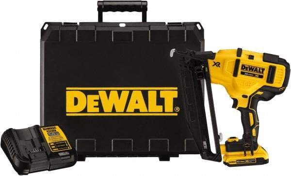 DeWALT - Cordless Cordless Brushless Finish Nailer Kit - 16 Gauge Nail Diam, 1-1/4 to 2-1/2" Long Nail, Lithium-Ion Batteries Included - Exact Tool & Supply