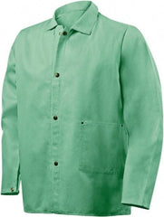 Steiner - Size L Flame Resistant/Retardant Jacket - Green, Cotton & Nylon, Snaps Closure, 48 to 50" Chest - Exact Tool & Supply
