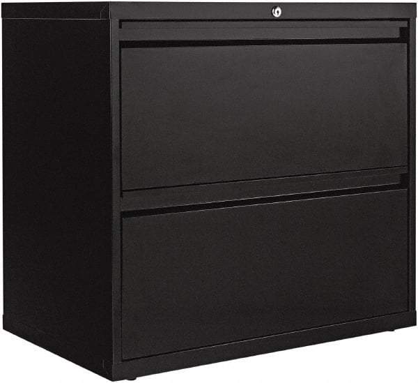 ALERA - 30" Wide x 28.38" High x 19-1/4" Deep, 2 Drawer Lateral File - Steel, Black - Exact Tool & Supply