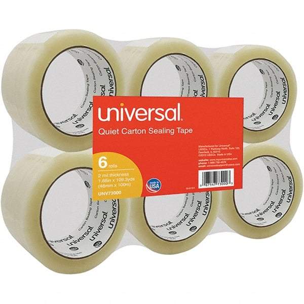 UNIVERSAL - 48mm Wide x 2mm Thick x 100m Long, 73000 Box Sealing & Label Protection Tape - Clear - Exact Tool & Supply