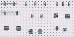 Triton - 18" Wide x 36" High Industrial Steel Tool Peg Board System - 1 Panel, 18 Hooks, Steel with Epoxy Coating, White - Exact Tool & Supply