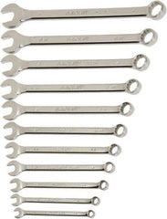 Ability One - 10 Piece, 10mm to 19mm, 12 Point Combination Wrench Set - Metric Measurement Standard, Chrome Finish - Exact Tool & Supply