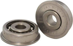 USDI - 1 Row, 2-1/8" OD, 1/2" Bore Diam, Round Open Conveyor Roller Bearing - 330 Lb Capacity, 550 Max RPM, with Flange, Steel with Steel Housing - Exact Tool & Supply