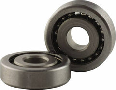 USDI - 1 Row, 1-1/2" OD, 1/2" Bore Diam, Round Open Conveyor Roller Bearing - 135 Lb Capacity, 550 Max RPM, Steel with Steel Housing - Exact Tool & Supply