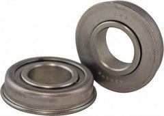 USDI - 1 Row, 1-3/4" OD, 3/4" Bore Diam, Round Double Seal Conveyor Roller Bearing - 210 Lb Capacity, 550 Max RPM, with Flange, Steel with Steel Housing - Exact Tool & Supply