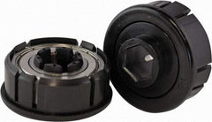 USDI - 1 Row, 2.262" OD, 11/16" Hex Double Seal Conveyor Roller Bearing - 750 Lb Capacity, 550 Max RPM, with Flange, Steel with Plastic, Zinc Housing - Exact Tool & Supply