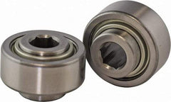USDI - 1 Row, 2.265" OD, 11/16" Hex Double Shield Conveyor Roller Bearing - 2,450 Lb Capacity, 550 Max RPM, Steel with 52100 Chrome Steel Housing - Exact Tool & Supply