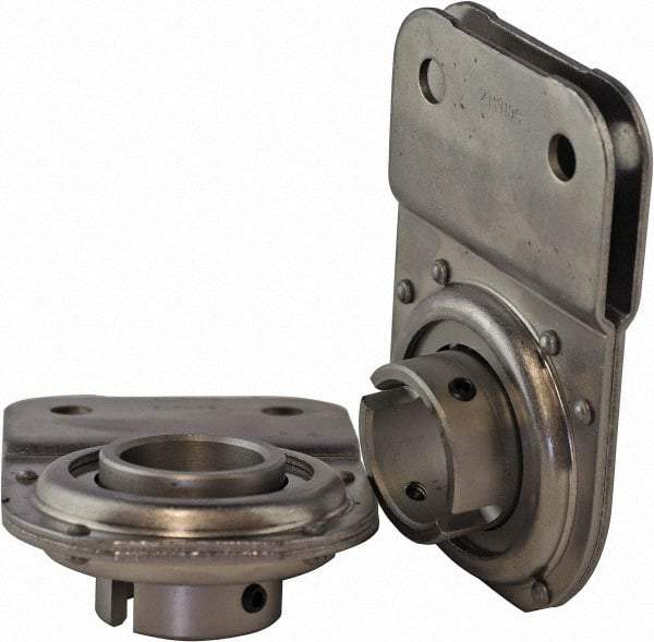 USDI - 1 Row, 5-7/64" OD, 1-1/4" Bore Diam, Round Open Conveyor Roller Bearing - 375 Lb Capacity, 550 Max RPM, with Flange, Steel with Steel Housing - Exact Tool & Supply