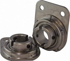 USDI - 1 Row, 1" OD, 1-1/4" Bore Diam, Round Open Conveyor Roller Bearing - 440 Lb Capacity, 550 Max RPM, with Flange, Steel with Steel Housing - Exact Tool & Supply