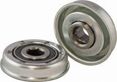 USDI - 1 Row, 1.783" OD, 7/16" Hex Double Shield Conveyor Roller Bearing - 635 Lb Capacity, 550 Max RPM, with Flange, Steel with Zinc Housing - Exact Tool & Supply