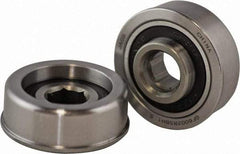 USDI - 1 Row, 1-1/2" OD, 7/16" Hex Double Shield Conveyor Roller Bearing - 635 Lb Capacity, 550 Max RPM, with Flange, Steel with Zinc Housing - Exact Tool & Supply