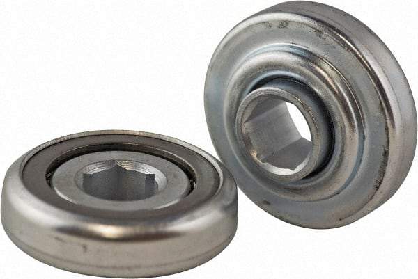 USDI - 1 Row, 2.321" OD, 11/16" Hex Open Conveyor Roller Bearing - 600 Lb Capacity, 550 Max RPM, Steel with Zinc Housing - Exact Tool & Supply