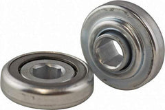 USDI - 1 Row, 2.321" OD, 11/16" Hex Open Conveyor Roller Bearing - 600 Lb Capacity, 550 Max RPM, Steel with Zinc Housing - Exact Tool & Supply