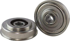 USDI - 1 Row, 3.19" OD, 11/16" Hex Single Seal Conveyor Roller Bearing - 425 Lb Capacity, 550 Max RPM, with Flange, Steel with Zinc Housing - Exact Tool & Supply