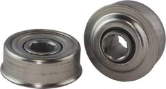 USDI - 1 Row, 2.265" OD, 11/16" Hex Single Seal Conveyor Roller Bearing - 425 Lb Capacity, 550 Max RPM, with Flange, Steel with Zinc Housing - Exact Tool & Supply