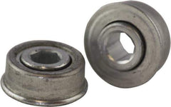USDI - 1 Row, 0.908" OD, 5/16" Hex Open Conveyor Roller Bearing - 35 Lb Capacity, 550 Max RPM, with Flange, Steel with Zinc Housing - Exact Tool & Supply