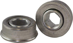 USDI - 1 Row, 0.908" OD, 3/8" Hex Open Conveyor Roller Bearing - 35 Lb Capacity, 550 Max RPM, with Flange, Steel with Zinc Housing - Exact Tool & Supply