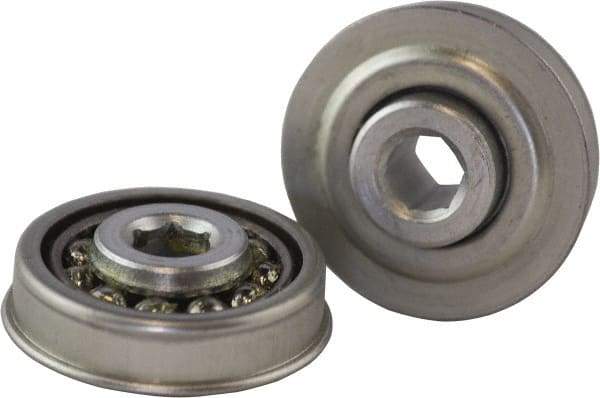 USDI - 1 Row, 1.897" OD, 7/16" Hex Single Seal Conveyor Roller Bearing - 190 Lb Capacity, 550 Max RPM, with Flange, Steel with Zinc Housing - Exact Tool & Supply