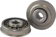 USDI - 1 Row, 1.897" OD, 7/16" Hex Single Seal Conveyor Roller Bearing - 190 Lb Capacity, 550 Max RPM, with Flange, Steel with Zinc Housing - Exact Tool & Supply