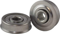 USDI - 1 Row, 1.628" OD, 7/16" Hex Open Conveyor Roller Bearing - 125 Lb Capacity, 550 Max RPM, with Flange, Steel with Zinc Housing - Exact Tool & Supply