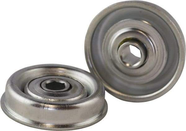 USDI - 1 Row, 1-1/2" OD, 7/16" Hex Double Seal Conveyor Roller Bearing - 145 Lb Capacity, 550 Max RPM, with Flange, Steel with Zinc Housing - Exact Tool & Supply