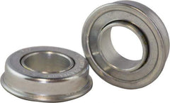 USDI - 1 Row, 2" OD, 1-1/64" Bore Diam, Round Double Seal Conveyor Roller Bearing - 350 Lb Capacity, 550 Max RPM, with Flange, Steel with Zinc Housing - Exact Tool & Supply