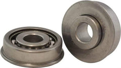 USDI - 1 Row, 1-1/4" OD, 5/8" Bore Diam, Round Open Conveyor Roller Bearing - 75 Lb Capacity, 550 Max RPM, with Flange, Steel with Steel Housing - Exact Tool & Supply