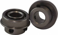 USDI - 1 Row, 29/32" OD, 3/8" Bore Diam, Round Open Conveyor Roller Bearing - 55 Lb Capacity, 550 Max RPM, with Flange, Steel with Steel Housing - Exact Tool & Supply