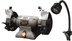 Jet - 8" Wheel Diam x 1" Wheel Width, 1 hp Grinder - 0.63" Arbor Hole Diam, 1 Phase, 3,450 Max RPM, 115 Volts - Exact Tool & Supply