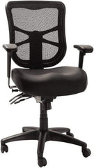 ALERA - 42-7/8" High Mid Back Chair - 25" Wide x 27-5/8" Deep, Leather Seat, Black - Exact Tool & Supply