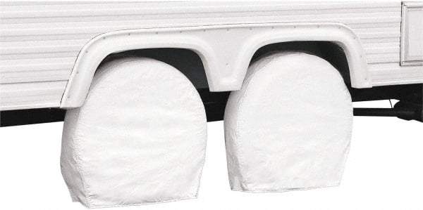 Classic Accessories - Polyvinyl Chloride RV Protective Cover - 40 to 42" Diam x 9-1/4" Wide, Snow White - Exact Tool & Supply
