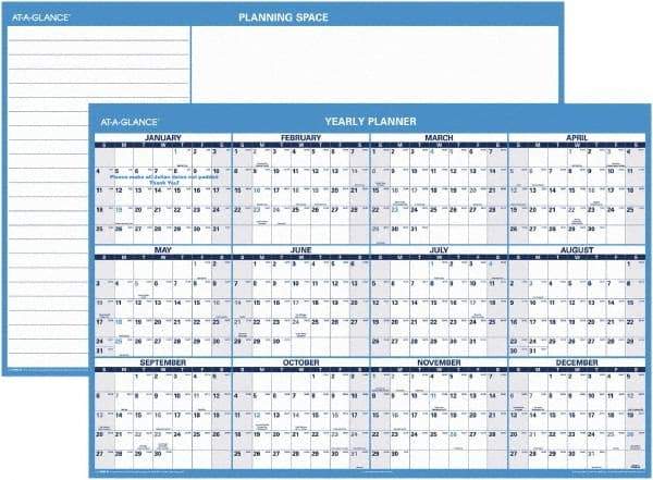 AT-A-GLANCE - 1 Sheet, 48 x 32", Erasable Wall Planner - Blue & White - Exact Tool & Supply