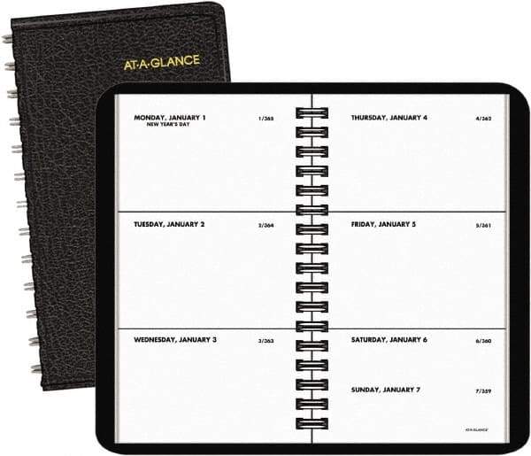 AT-A-GLANCE - 52 Sheet, 2-1/2 x 4-1/2", Weekly Planner - Black - Exact Tool & Supply