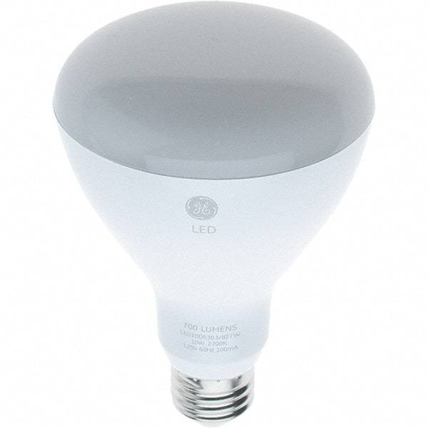 GE Lighting - 10 Watt LED Flood/Spot Medium Screw Lamp - 2,700°K Color Temp, 700 Lumens, 120 Volts, Dimmable, BR30, 25,000 hr Avg Life - Exact Tool & Supply