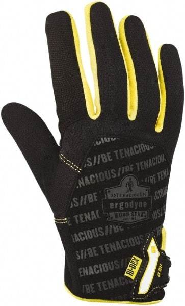 Ergodyne - Size M (8) Polyester Blend Work Gloves - For Mechanic's & Lifting, Uncoated, Hook & Loop Cuff, Full Fingered, Black, Paired - Exact Tool & Supply