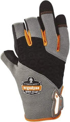 Ergodyne - Size L (9) Polyester Blend Work Gloves - For Mechanic's & Lifting, Uncoated, Hook & Loop Cuff, (3) Half Fingered/(2) Full Fingered, Black/Gray, Paired - Exact Tool & Supply