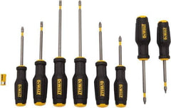DeWALT - 8 Piece Phillips, Slotted & Square Screwdriver Set - Ergonomic & Bi-material Handle, Blade Sizes: Length 3 to 6, Width 3/16, 1/4 & 5/16, Bit Sizes: Philips #1 to #3 - Exact Tool & Supply