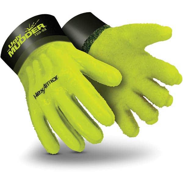 HexArmor - Chemical Resistant Gloves; Material: PVC ; Size: 2X-Large ; Numeric Size: 11 ; Length (Inch): 14; 14 ; Finish: Smooth ; Color: Hi-Vis Yellow/Black - Exact Tool & Supply