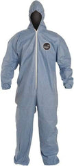 Dupont - Size 2XL FR Disposable Flame Resistant/Retardant Coveralls - Blue, Zipper Closure, Elastic Cuffs, Elastic Ankles - Exact Tool & Supply