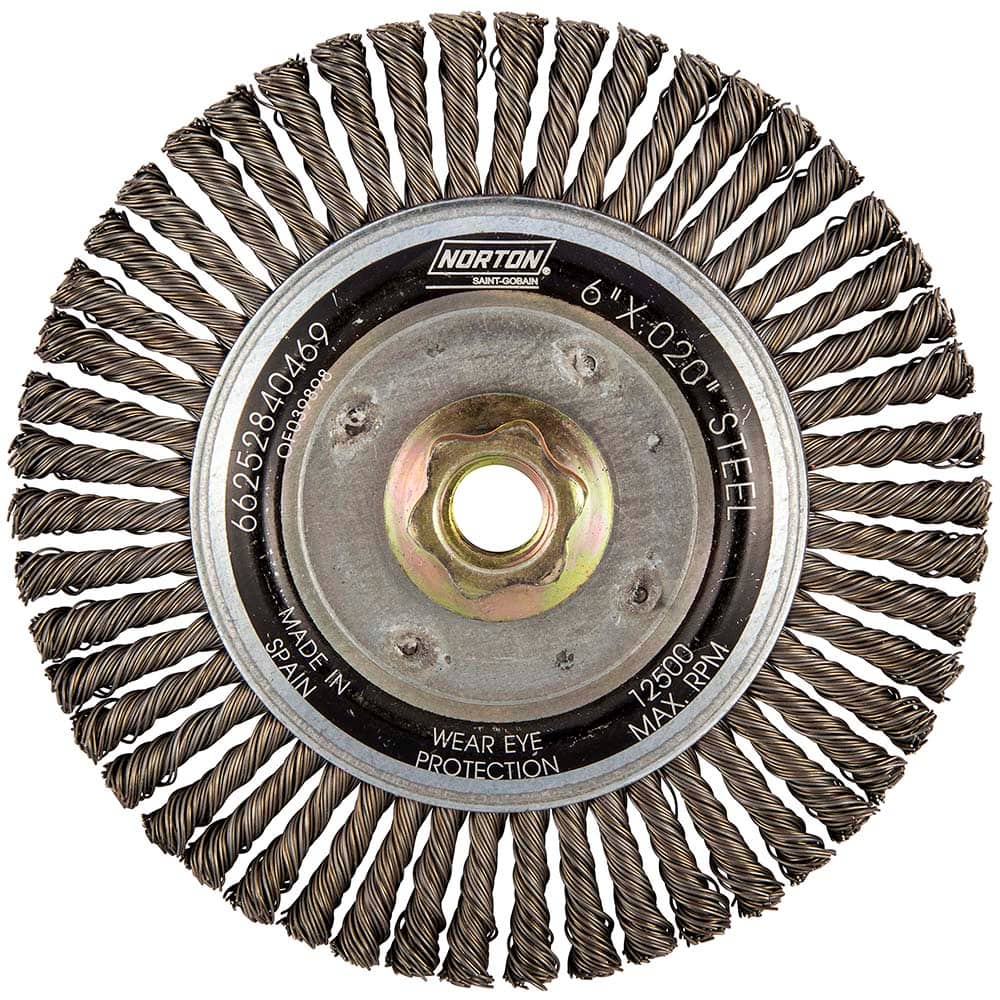 Norton - 6" OD, 5/8-11 Arbor Hole, Stringer Bead Carbon Wheel Brush - Exact Tool & Supply