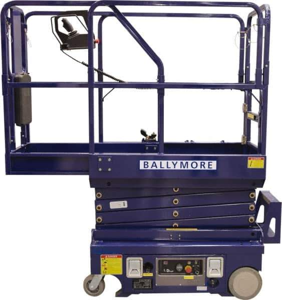Ballymore - Cherry Pickers (Personal Lifts) Type: Drivable Mini Scissor Lift Type of Power: 12V DC - Exact Tool & Supply