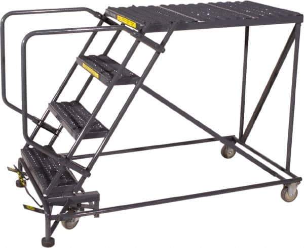 Ballymore - 30" 3 Step Single Entry Work Platform - Rolling Work Platform, 800 Lb Capacity, 30" Platform Height, 38" Base Width x 65" Base Depth, Grip Strut - Exact Tool & Supply