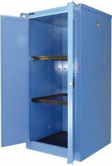 Securall Cabinets - 2 Door, 2 Shelf, Blue Steel Standard Safety Cabinet for Corrosive Chemicals - 67" High x 31" Wide x 31" Deep, Self Closing Door, 3 Point Key Lock, 60 Gal Capacity - Exact Tool & Supply