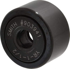 Accurate Bushing - 7/16" Bore, 1-1/2" Roller Diam x 7/8" Roller Width, Steel Yoke Cam Follower - 5,560 Lb Dynamic Load Capacity, 15/16" Overall Width - Exact Tool & Supply
