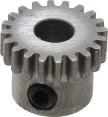 Boston Gear - 32 Pitch, 5/8" Pitch Diam, 20 Tooth Spur Gear - 0.188" Face Width, 1/4" Bore Diam, 0.52" Hub Diam, 14.5° Pressure Angle, Steel - Exact Tool & Supply