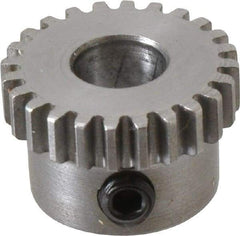 Boston Gear - 32 Pitch, 3/4" Pitch Diam, 24 Tooth Spur Gear - 0.188" Face Width, 5/16" Bore Diam, 0.64" Hub Diam, 14.5° Pressure Angle, Steel - Exact Tool & Supply