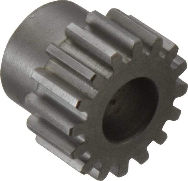 Boston Gear - 16 Pitch, 1" Pitch Diam, 16 Tooth Spur Gear - 1/2" Face Width, 1/2" Bore Diam, 0.81" Hub Diam, 14.5° Pressure Angle, Steel - Exact Tool & Supply