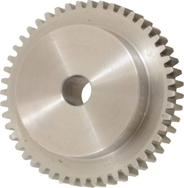 Boston Gear - 16 Pitch, 3" Pitch Diam, 48 Tooth Spur Gear - 1/2" Face Width, 1/2" Bore Diam, 2.19" Hub Diam, 14.5° Pressure Angle, Steel - Exact Tool & Supply