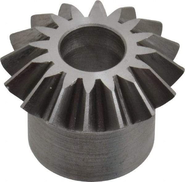 Boston Gear - 16 Pitch, 1" Pitch Diam, 16 Tooth Miter Gear - 0.23" Face Width, 3/8" Bore Diam, 3/4" Hub Diam, 20° Pressure Angle, Steel - Exact Tool & Supply